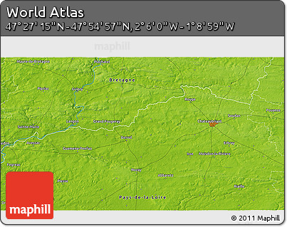 Physical 3D Map of the Area around 47° 41' 6" N, 1° 37' 30" W