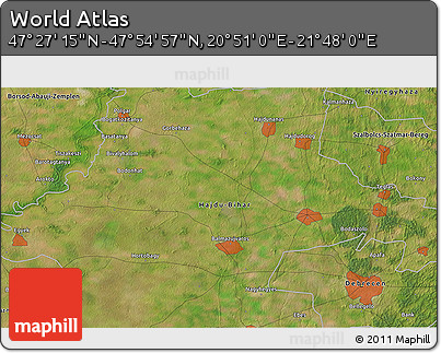 Satellite 3D Map of the Area around 47° 41' 6" N, 21° 19' 30" E