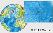 Physical Location Map of the area around 47° 41' 6" N, 21° 10' 29" W