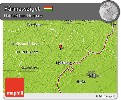 Physical 3D Map of Hármassziget