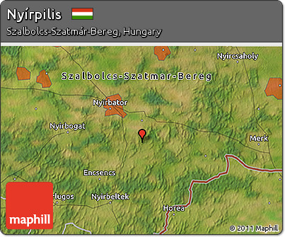 Satellite 3D Map of Nyírpilis