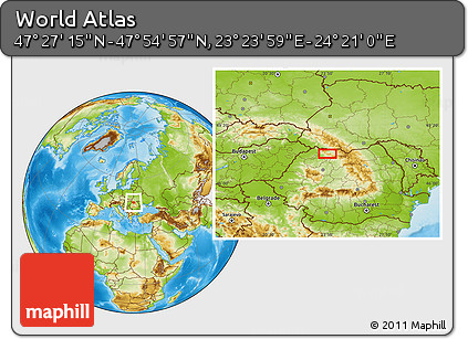 Physical Location Map of the Area around 47° 41' 6" N, 23° 52' 30" E