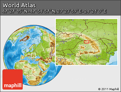 Physical Location Map of the Area around 47° 41' 6" N, 23° 52' 30" E