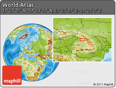 Physical Location Map of the Area around 47° 41' 6" N, 23° 52' 30" E