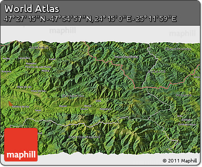 Satellite 3D Map of the Area around 47° 41' 6" N, 24° 43' 30" E
