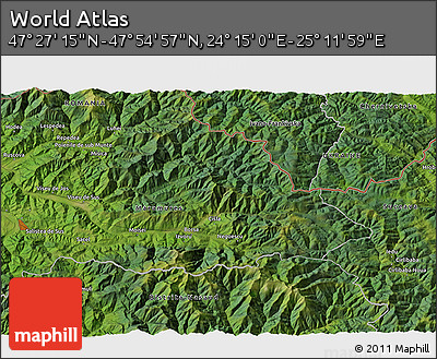 Satellite 3D Map of the Area around 47° 41' 6" N, 24° 43' 30" E