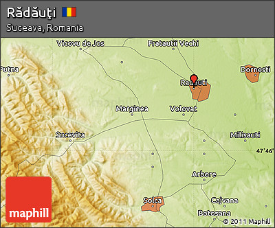 Physical Map of Rădăuţi