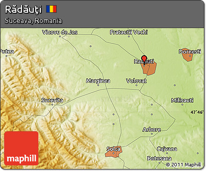 Physical Map of Rădăuţi