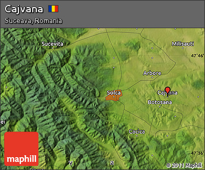 Satellite Map of Cajvana
