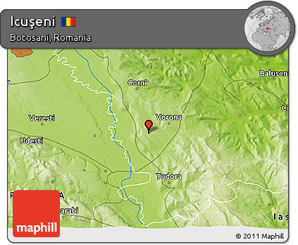 Physical 3D Map of Icuşeni