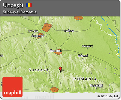 Physical 3D Map of Unceşti