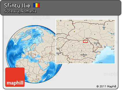 Shaded Relief Location Map of Sfîntu Ilie
