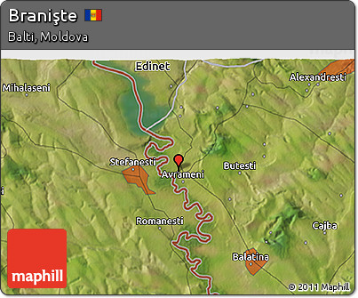 Satellite 3D Map of Branişte