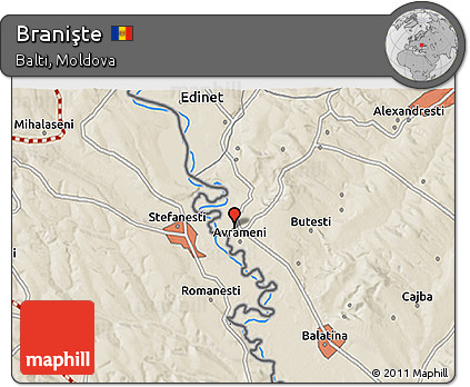 Shaded Relief 3D Map of Branişte