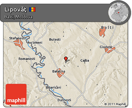 Shaded Relief 3D Map of Lipovăţ