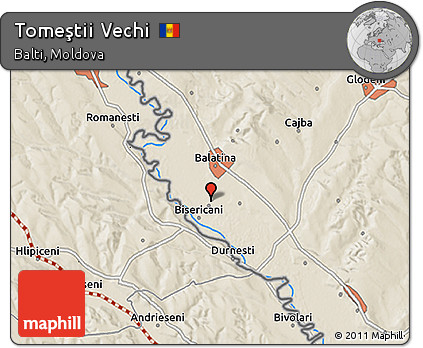 Shaded Relief 3D Map of Tomeştii Vechi