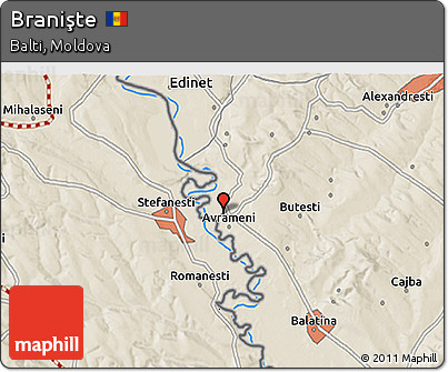 Shaded Relief 3D Map of Branişte