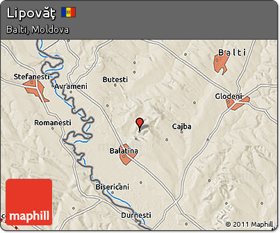 Shaded Relief 3D Map of Lipovăţ