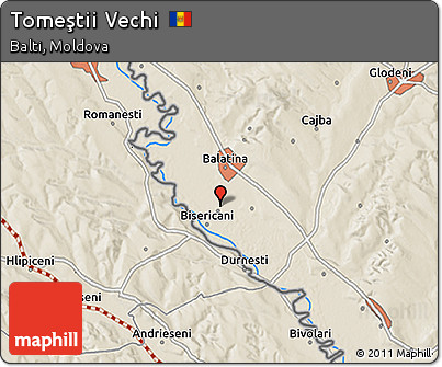 Shaded Relief 3D Map of Tomeştii Vechi