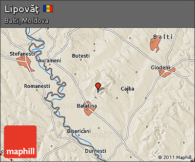 Shaded Relief 3D Map of Lipovăţ