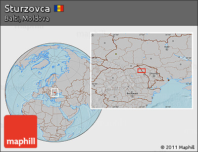 Gray Location Map of Sturzovca, hill shading
