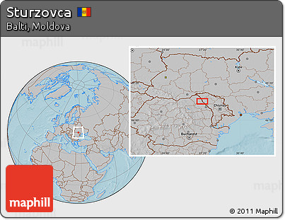 Gray Location Map of Sturzovca, hill shading