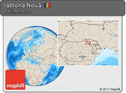 Shaded Relief Location Map of Iablona Nouă