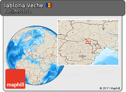Shaded Relief Location Map of Iablona Veche