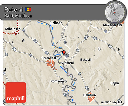 Shaded Relief Map of Reteni