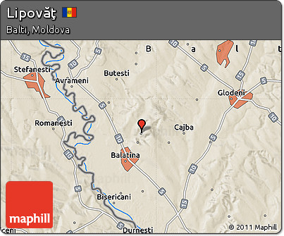 Shaded Relief Map of Lipovăţ