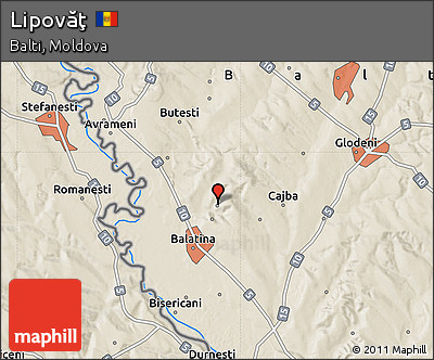 Shaded Relief Map of Lipovăţ