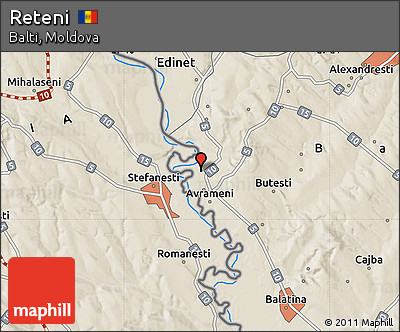 Shaded Relief Map of Reteni