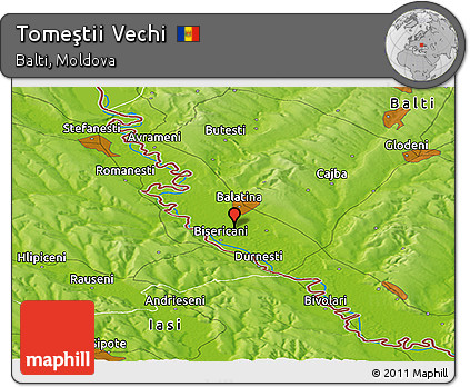 Physical Panoramic Map of Tomeştii Vechi