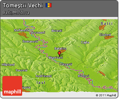 Physical Panoramic Map of Tomeştii Vechi