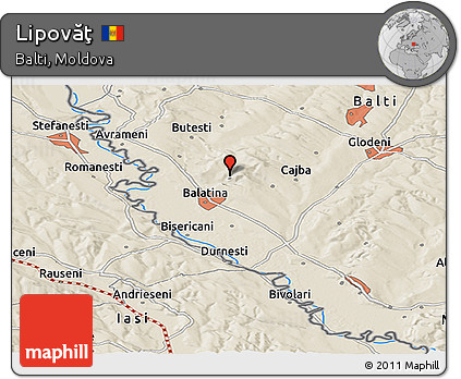 Shaded Relief Panoramic Map of Lipovăţ