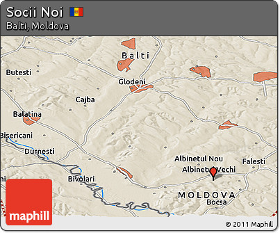 Shaded Relief Panoramic Map of Socii Noi