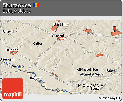 Shaded Relief Panoramic Map of Sturzovca