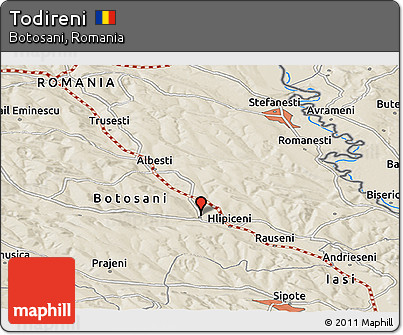 Shaded Relief Panoramic Map of Todireni