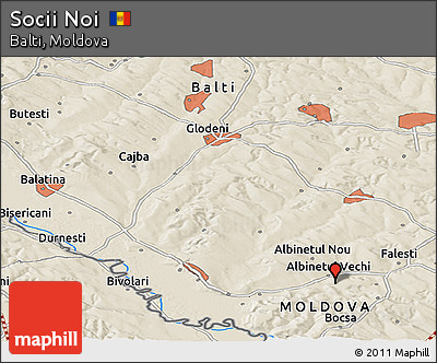 Shaded Relief Panoramic Map of Socii Noi