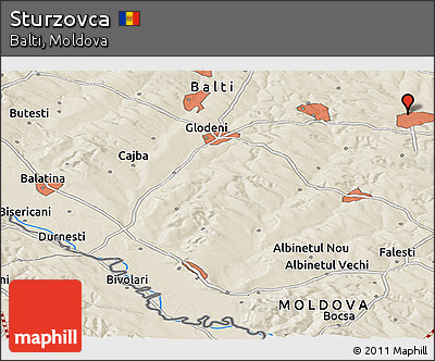 Shaded Relief Panoramic Map of Sturzovca