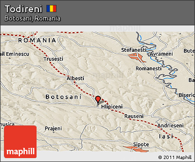 Shaded Relief Panoramic Map of Todireni