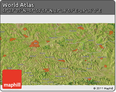 Satellite 3D Map of the Area around 47° 41' 6" N, 28° 7' 30" E