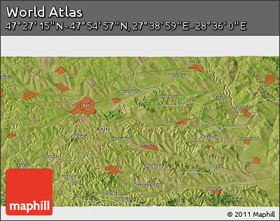 Satellite 3D Map of the Area around 47° 41' 6" N, 28° 7' 30" E