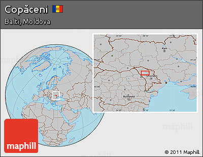 Gray Location Map of Copăceni