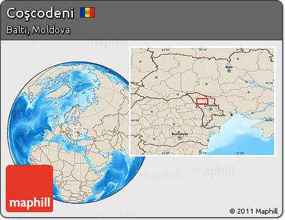 Shaded Relief Location Map of Coşcodeni
