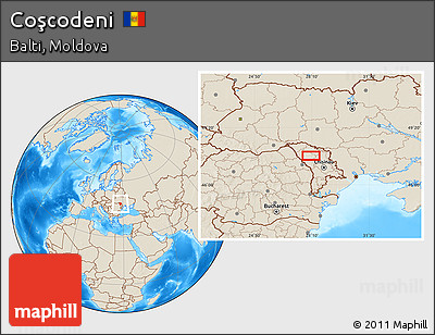 Shaded Relief Location Map of Coşcodeni