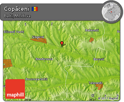 Physical Map of Copăceni