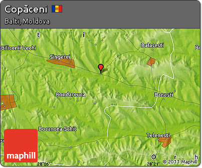 Physical Map of Copăceni