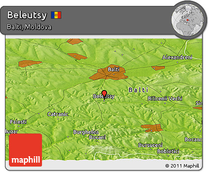 Physical Panoramic Map of Beleutsy