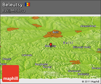 Physical Panoramic Map of Beleutsy
